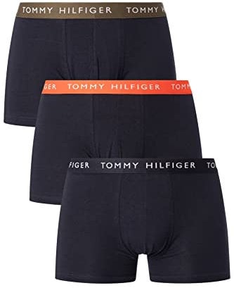 Tommy Hilfiger Herren 3er-Pack Boxershorts 3 PK Trunk Wb mit Stretch, Des Skyy/Acid Orng/Army Gree, S