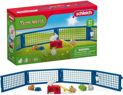 schleich 42500 Zuhause für Kaninchen und Meerschweinchen, für Kinder ab 3+ Jahren, FARM WORLD - Spielset