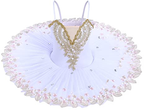 OBEEII Robe de Ballet Paillettes Broderies Ballet Tutu Justaucorps Danse Classique Gymnastique Léotard Costume