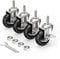 HOLKIE Ruote piroettanti 75 mm con freni Ruote stelo, M10 x 1,5 x 30 mm (diametro stelo 10 mm, lunghezza stelo 30 mm) Ruotes girevoli con stelo filettato con bloccaggio Set di 4 Heavy Duty Nero