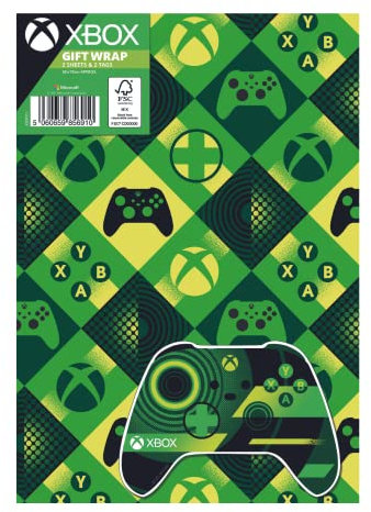 Official Xbox Gift Wrap, 2 Sheets and Tags, for Presents, Officially Licensed