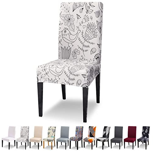 Lydevo Stuhlhussen 4er Set Stretch Moderne Stuhlhussen für Esszimmerstühle Stuhlhussen für Schwingstühle Universal Waschbarer Abnehmbarer Stuhlbezug für Esszimmer Hotel Bankett Küche,Weißer Stil