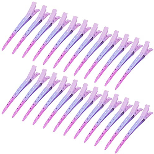 Bantoye Lot de 24 pinces crocodiles en métal antirouille avec trous pour coiffure, coloration des cheveux, dégradé de rose 8,5 cm