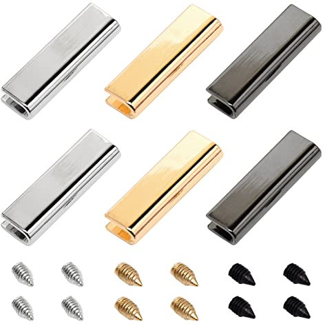 GORGECRAFT 3 Farben 6Stk Gürtelspitze Mit 12Stk Schraube Gürtelschnalle Endspitze Gurtband Endkappen Mit Eisenschrauben Für Gurtband Gürtelclip Reparatur Gürtelende DIY Nähhandwerk (Gemischte Farbe)
