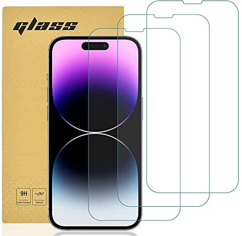 gueche 3 Stück für iPhone 14 Pro Schutzfolie, Frei von Kratzern, 9H Härte, HD Displayschutzfolie, Ultra-klar, Ultrabeständig, Panzer Schutz Glas für iPhone 14 Pro Splitterfest schutzglas 5G