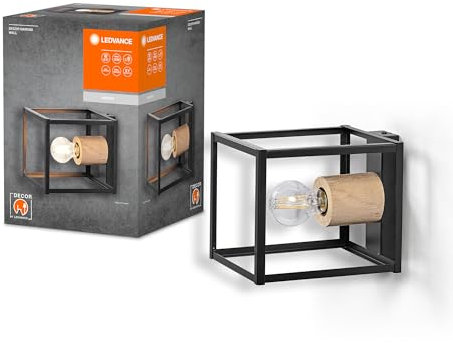 LEDVANCE DECOR Nairobi Wandleuchte, schwarz, mit E27 Sockel für den einfachen Austausch des Leuchtmittels, kann mit einfacher oder smarter Lampe bestückt werden, Schutzklasse IP20