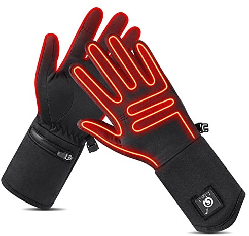 WEALTHY73 Winter Warm Heating Gloves Outdoor Sports Electric Heating Cycling Ski Mountaineering Touch Screen Gloves Intelligent Temperature Control,Black,S(16CM)