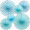 Ruidee 6Pcs Hanging Paper Fan Decorations, Colorful Fans for Parties, Carnivals, and Birthdays (Blue)