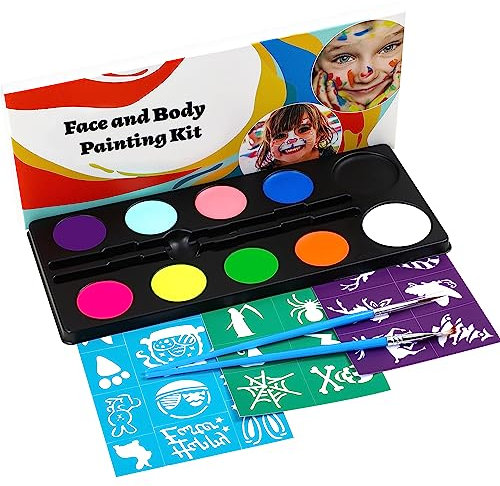 MOEMOE BABY Kinderschminke Set, 10 Farben Wasserbasis Gesichts- und Körperfarben für Kinder Erwachsene, Schminkfarben für Paty Halloween