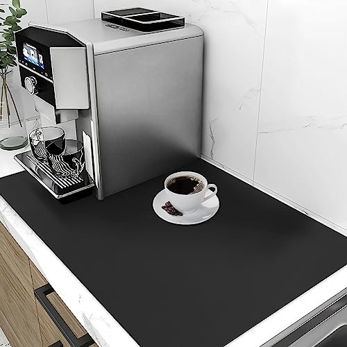 SOSMAR Draining Mat, Super Absorbent Quick Dry Dish Drying Pad, Kitchen Dish Drainer Mat for Sink, Non-Slip Counter Protector for Coffee Machine, Black, 40x60cm