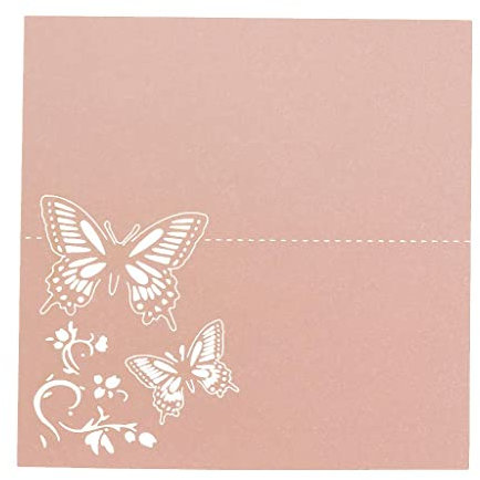 Tischkarten mit Schmetterlings-Motiv, Rosa, ca. 50 Stück, Hochzeits-Party-Tischkarten, Schmetterlingsmuster, 8,9 x 8,9 cm, Rosa