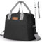 GeeRic Bolsa Térmica Porta Alimentos Fiambrera Impermeable Bolsa Porta Alimentos Porta Fiambrera de Gran con Cuchara y Tenedor Capacidad Bolsa Térmica Negro para Almuerzo, Oficina, Viaje, Colegio