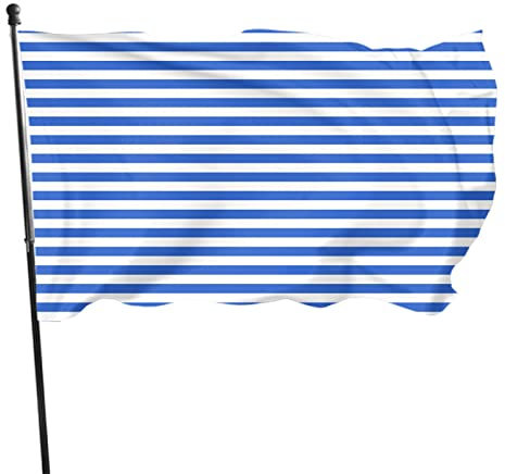 Bandera de rayas azules y blancas de 4 x 6 pies, líneas finas geométricas, banderas horizontales de casa, grandes pancartas de bienvenida para patio, decoración del hogar, jardín, patio, césped