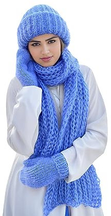 Damen Schal Mütze Handschuhe Set WintermüTze 3 In 1 Damen Winter Set Gestrickt Beanie Schnee Hut Warme Winterset für Den Winter im Freien