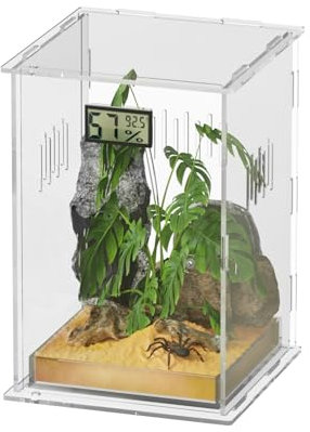 Ghims Reptilien-Terrarien, mit Temperatur-Hygrometer, 18 x 18 x 30 cm, Acryl, Reptilien-Zuchtbox, Terrarium, Käfig, Tank für kleine Reptilien, Insekten, Heimbüro, Arboreal groß