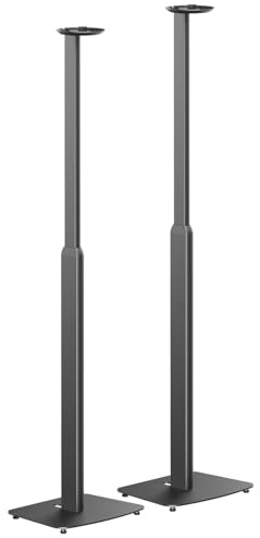 myWall Height-Adjustable Speaker Stands - HS43L, Set of 2, Alloy Steel, Black, Perfect Sound Alignment, Decoupling, Sonos Stand