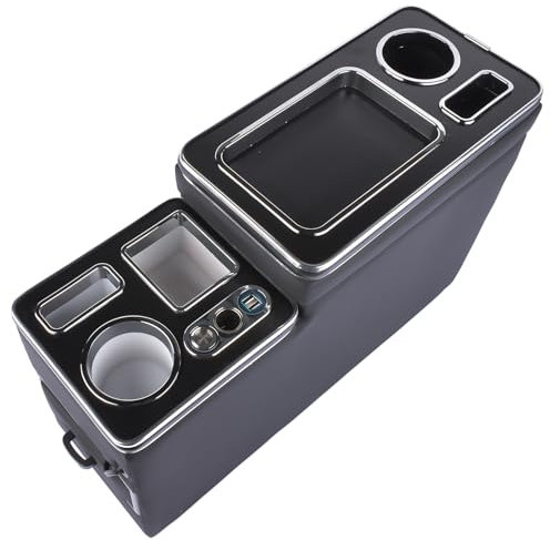 Bisenya Staukasten für die Mittelkonsole Mit Getränke-/Telefonhalter USB-Anschluss LED-Licht Zigarettenanzünder Kompatibel mit Transporter T5 T6 Sie-nta