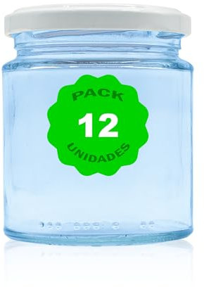 Pack 12 Botes,frascos,tarros,envases de cristal con tapa/cerradura,ideal para almacenaje de comida,conserva,frutas y verduras.Diferentes tamaños y colores. (Blanco, 250ml)