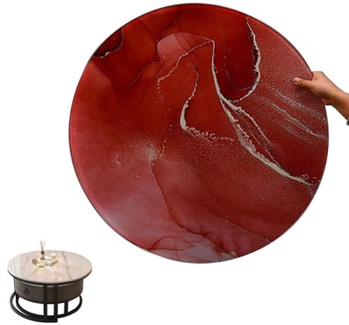 Tapa De Cristal para Mesa Redonda, Tapas De Mesa De Vidrio De Bricolaje, Forma Circular Vidrio, Cristal Redondo Tablero De Mesa, Tablero para Tapa De Mesa De Cristal Templado ( Color : Red , Size : 70