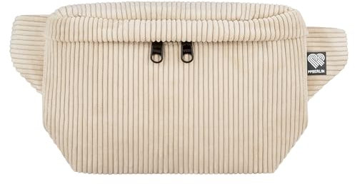 PP-Berlin Bauchtasche, Cord Beige, Eckig, Vegan, Handmade in Berlin für Damen, Herren, Unisex. Hipbag, Crossbody Bag, Schultertasche, Hüfttasche