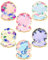 Anvin Floral Paper Plates 22.5cm Flower Dessert Plates Sparkle Disposable Plates for Tea Party Garden Party Baby Shower Bridal Shower Birthday Wedding Decorations(60 Pack, 6 Assorted Styles)