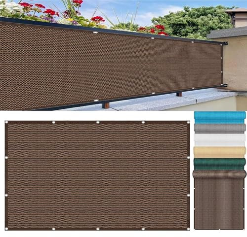 Brise-Vue pour Balcon 0.8 x 8 m Protection Contre Soleil, Vent, UV Balcon Couverture D'Intimité HDPE Toile d'ombrage avec Attaches de Câble et Cordons pour Jardin, Marron