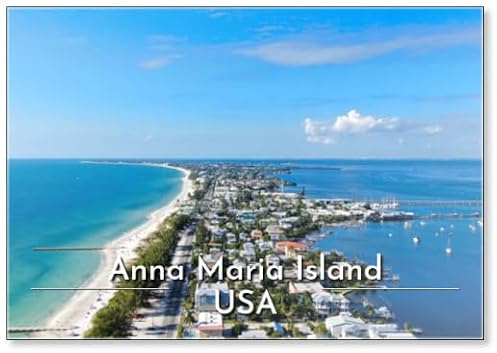 Luftaufnahme von Anna Maria Island Town and Beaches, Barrier Island on Florida Gulf Coast, Manatee County, USA, Design 1, Kühlschrankmagnet