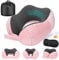 Cirorld Nackenkissen Flugzeug, Nackenhörnchen Erwachsene, Reisekissen Memory Foam, Verstellbares Kompaktes Nackenkissen Reise, Ergonomisches Weich Atmungsaktiv mit Ohrstöpseln, Augenmaske,Tragetasche