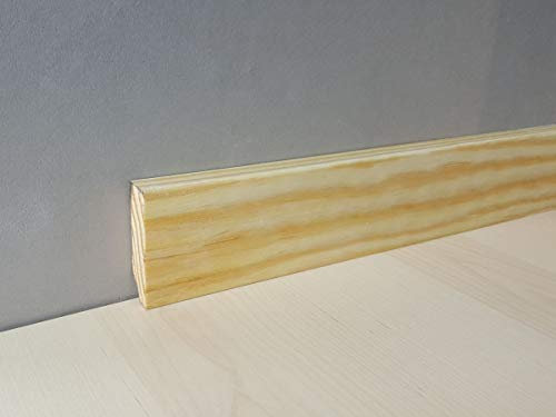 PROVISTON Lot de 5 plinthes en bois massif de pin brut, 16 x 60 x 2500 mm, à coller, visser et clouer, 12,5 m
