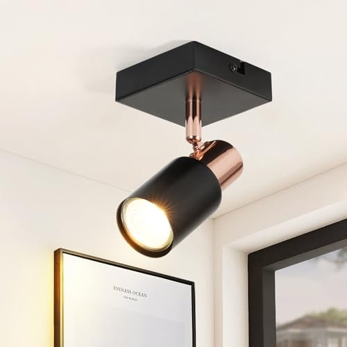 ZMH Deckenstrahler 1 Flammig Deckenspots GU10 - Küchenlampe Schwarz 350° Drehbar Wandstrahler Modern Flur Deckenlampe Strahler Spot Deckenleuchte für Wohnzimmer Schlafzimmer Küche(Ohne Leuchtmittel)