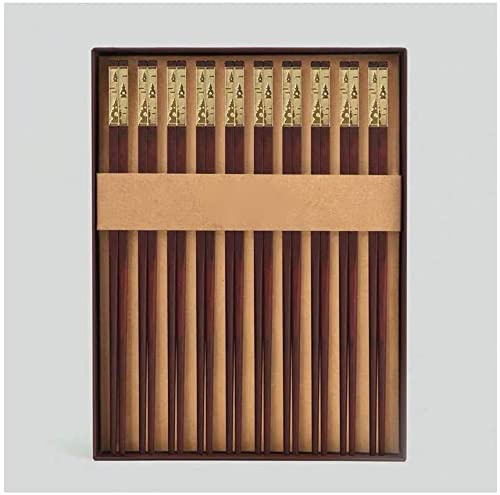 Red Rosewood Chopsticks - 24K Gold-Plated Solid Wood, Unpainted and Wax Box Packaging - Elegant Dining Utensils