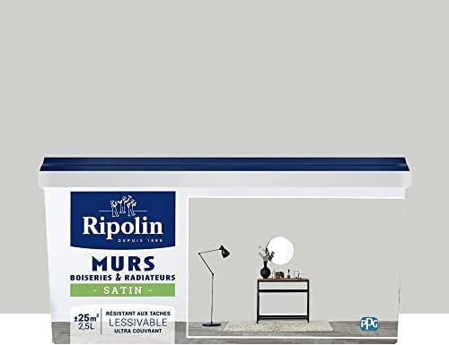 RIPOLIN Peinture Murs, Boiseries, Radiateurs Satin Gris Cétus 2,5 L