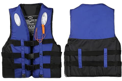 Schwimmweste für Erwachsene und Kinder, Erwachsene 25-110 kg Auftriebsweste, Rettungsweste Schwimmhilfe mit Überlebenspfeife, Schwimmen Jacke mit Einstellbare Sicherheits Straps Blue XL(70-80KG)