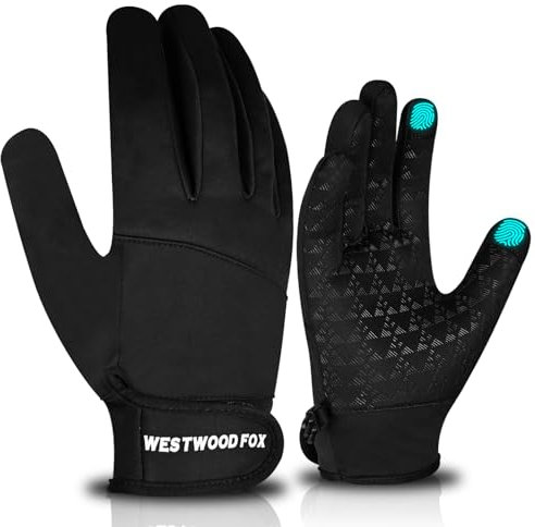 WESTWOOD FOX Warm Winter Gloves,Windproof Waterproof Cycling Gloves for men women, Anti Slip Touchscreen Running Gloves,Elastic Cuff Thermal Gloves for Running Driving Climbing Hiking (Black, M)