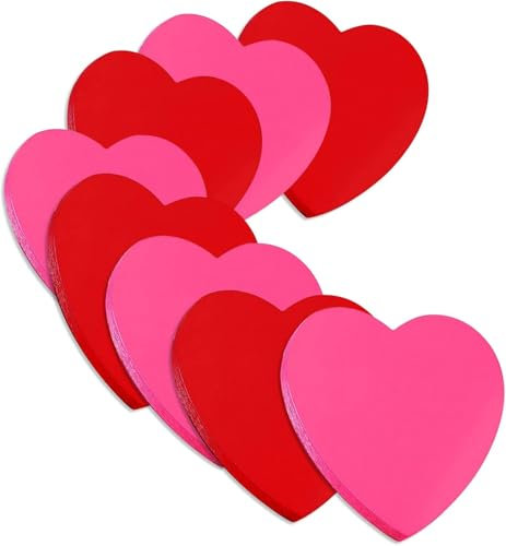 CXNXFD Farbe Haftnotiz 240PCS 7cm*7cm Rot Rosa Herz Selbstklebende Haftnotiz - Büro Schule Haus Notizblock Memo (Rosa und Rot)