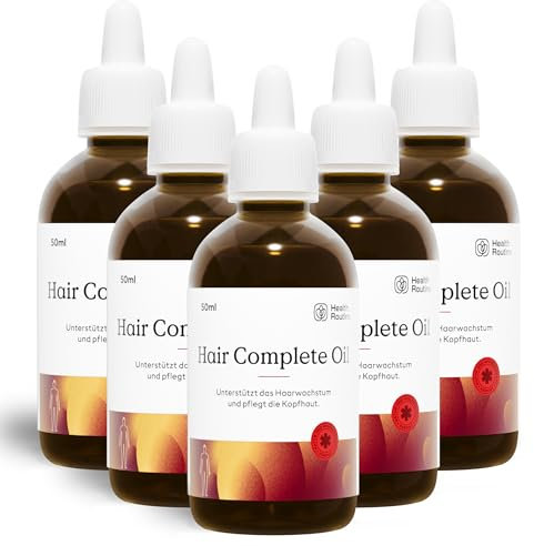 Health Routine Hair Complete Oil – 5er Pack – Haaröl mit Rosmarinöl Haare, Rizinusöl für Haarpflege, Haarwachstum beschleunigen, gegen Haarausfall, Haaröl für trockenes Haar