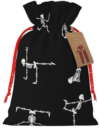 Totenkopf Yoga Weihnachten Süßigkeitentüten mit Etiketten wiederverwendbar verwendet für Feiertagsverpackungen, Weihnachtsfeiern
