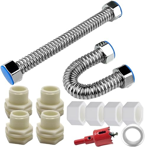 CHENGLAI 2 Pack Rain Barrel Linking Kit With 12in 304 stainless steel Hose