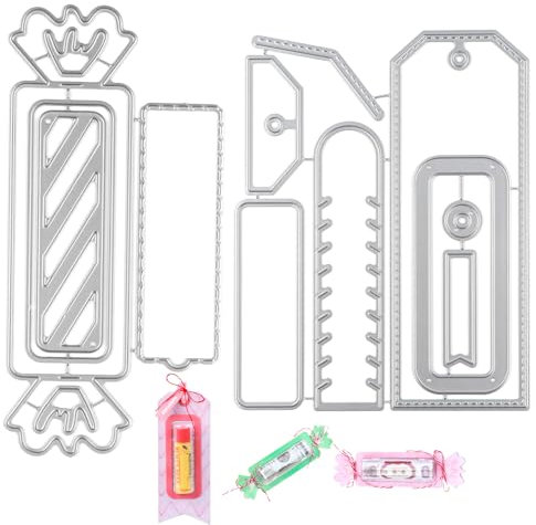 OTCRAFT 1 Set kleine Anhänger und 1 Set Süßigkeiten-Stanzformen, rechteckig, Geschenkkarte, Umschlag, Stanzformen-Set, Etikettenanhänger für Scrapbooking, DIY-Karten, Alben, Bastelbedarf