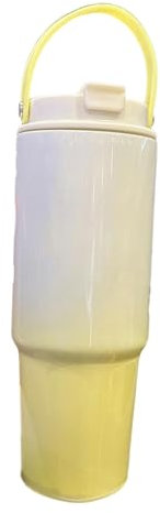 CAPIJIONG Tasse isotherme épaisse à changement de couleur de 900 ml, tasse portable en acier inoxydable, blanc à jaune, 900 ml