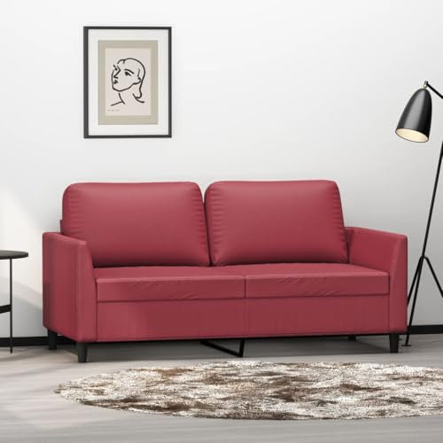 Brokky 2-Sitzer-Sofa Couch 2 Sitzer Loveseat Sofas FüR Wohnzimmer Sofa Loveseats Weinrot 140 cm Kunstleder - 359336