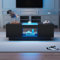 ModernLuxe LED Coffee Table for Living Room, Modern Center Table with LED Lights, Tempered Glass Top, 2 Tiers & 2 Drawers, Stylish Storage Coffee Table Black, 100 x 50 x 35.5 cm