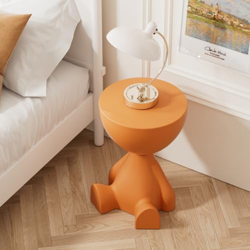 Beistelltisch, runder Couchtisch, süßer Sofa-Beistelltisch, Nachttisch, kleiner Beistelltischs mit Akzent für Wohnzimmer, Schlafzimmer, Balkon, Büro, moderne Nachttisch-Wohndekoration (Mini Orange)