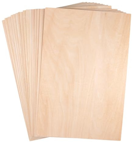 SENJEOK 15 PCS 1.5mm Basswood Sheets, A4 Thin Plywood Boards, 300 x 200 mm Unfinished Wooden Sheets for DIY Crafts