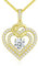 Kette Damen Moissanite Halskette Damen Silber 925, Doppel Herz VVS1 Reinheit D Farbe, Frauen Schmuck Geburtstags Geschenk für Sie Freundin Weihnachten Valentinstag Muttertags (1 Karat 14K Vergoldet)