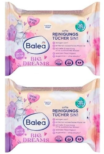 Balea Gesichtsreinigungstücher, 2x 25 Stück, Sanfte Reinigung für empfindliche Haut, Wasserfest