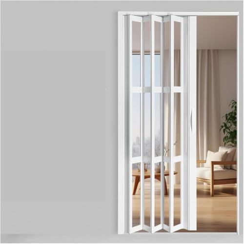 GLFNB Porte Pliante Blanche coulissante en accordéon pour Cuisine et Salle à Manger, cloison de séparation avec Cadre et poignée en métal, 80 x 60 Pouces (L x H 32 x 80 Pouces (81 x 203 cm))