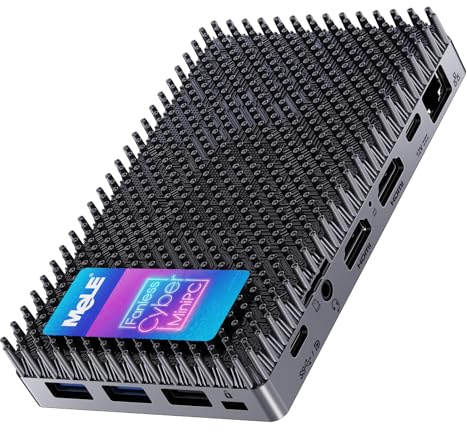 MeLE Mini PC sans Ventilateur Cyber X1 N150 16GB RAM, 512GB SSD, USB-C Entièrement Fonctionnel avec USB PD3.0, Affichage Vidéo et Transfert de Données, 2 X HDMI 2.0