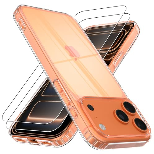 4youquality 3-in-1 Case for iPhone 17 Pro Max with 2x Screen Protector | Tempered Glass Protector, Airbag Drop Protection, Clear Bumper Phone Cover, Shockproof, Anti-Scratch, Impact-Protection