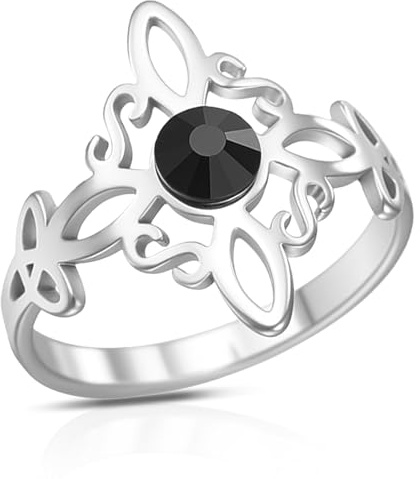 VASSAGO Hexenknoten Ring Edelstahl Keltischer Knoten Ring Hexerei Schutz Amulett Pagan Schmuck Geschenk für Frauen
